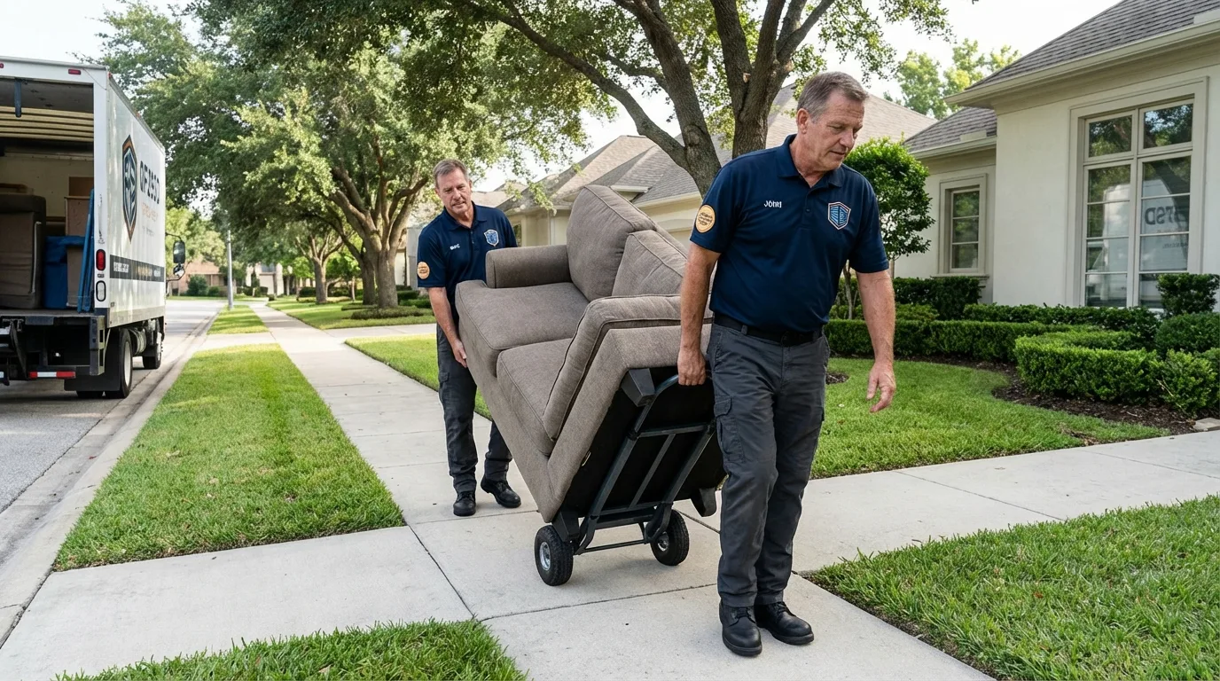 Local residential moving crew loading furniture in Camden, ME